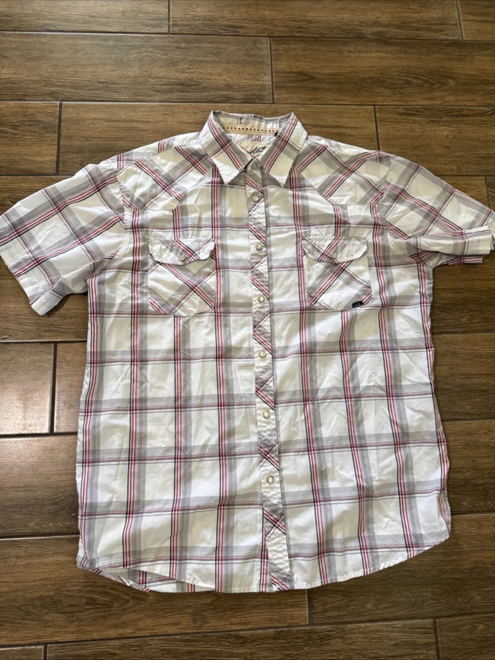 Coastal Shirt Mens Size XL  Plaid Short Sleeve Pearl Snap Western Shirt